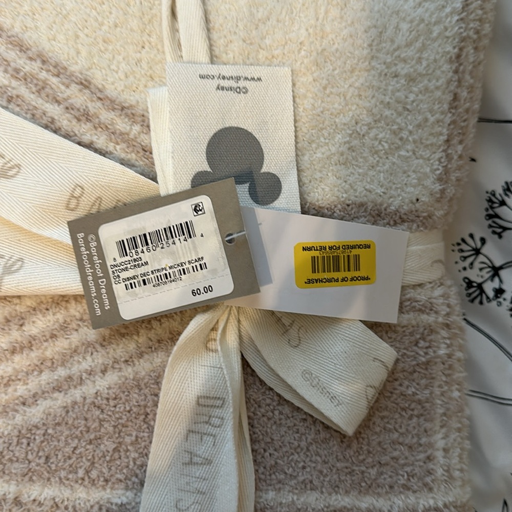 NWT Disney Parks Barefoot Dreams CozyChic Art Deco Mickey Mouse Scarf - Picture 5 of 6